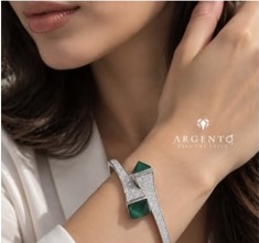 Emerald silver bracelet